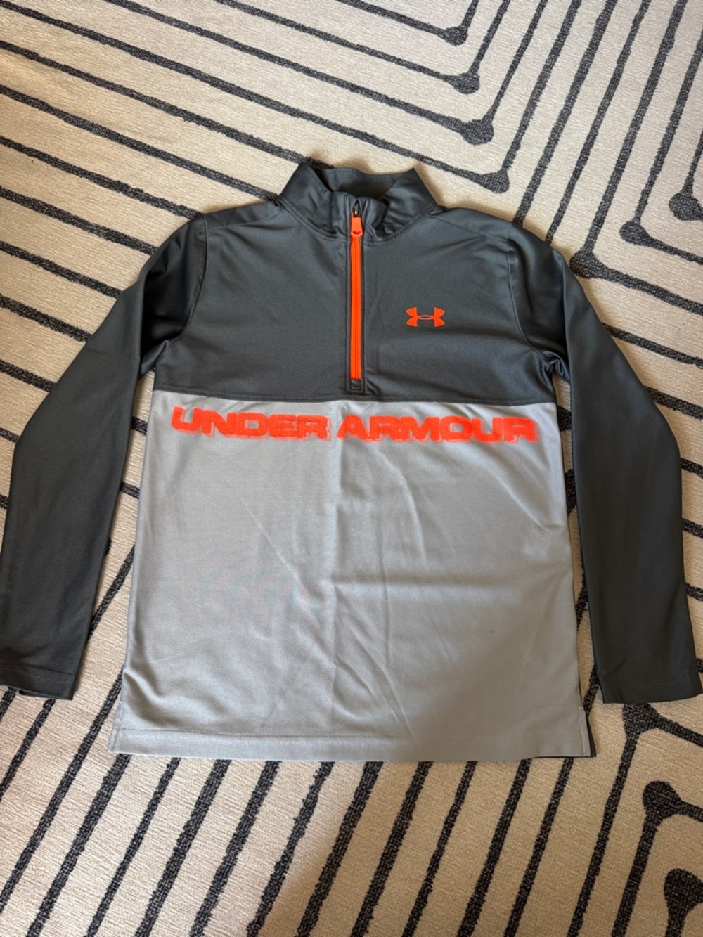 Under Armour HeatGear Charcoal & Light Gray Quarter-Zip with Orange Accents